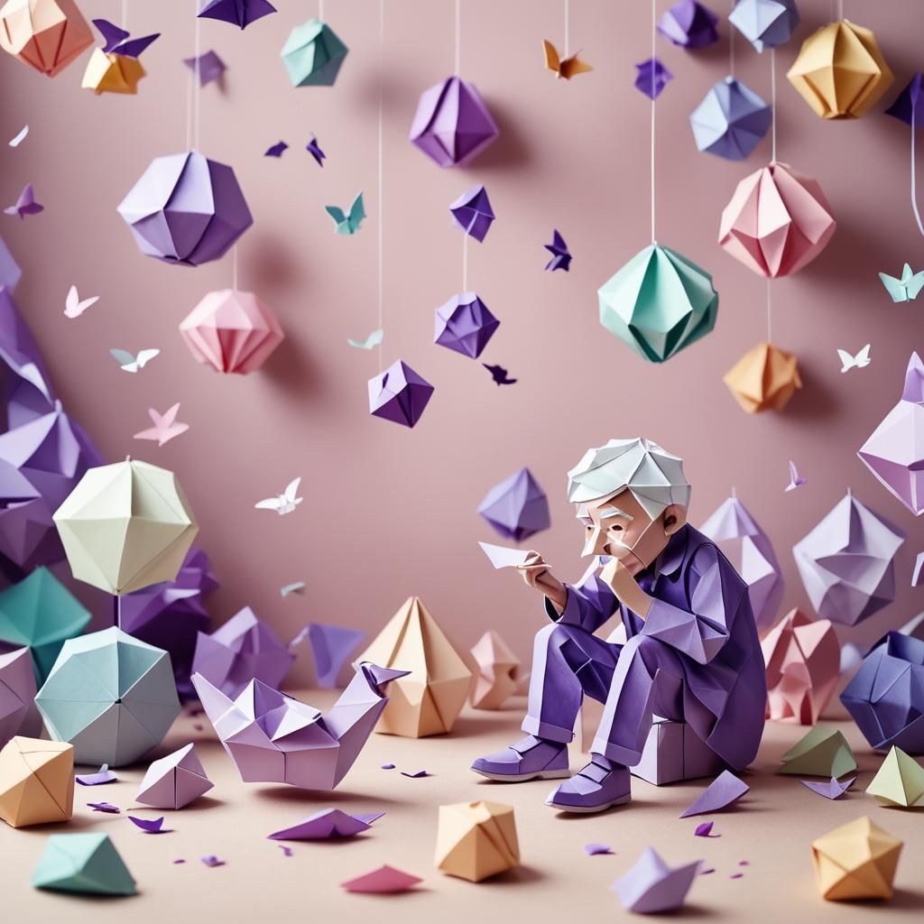 Whimsical Papercraft Grandpa Eating a Shoe