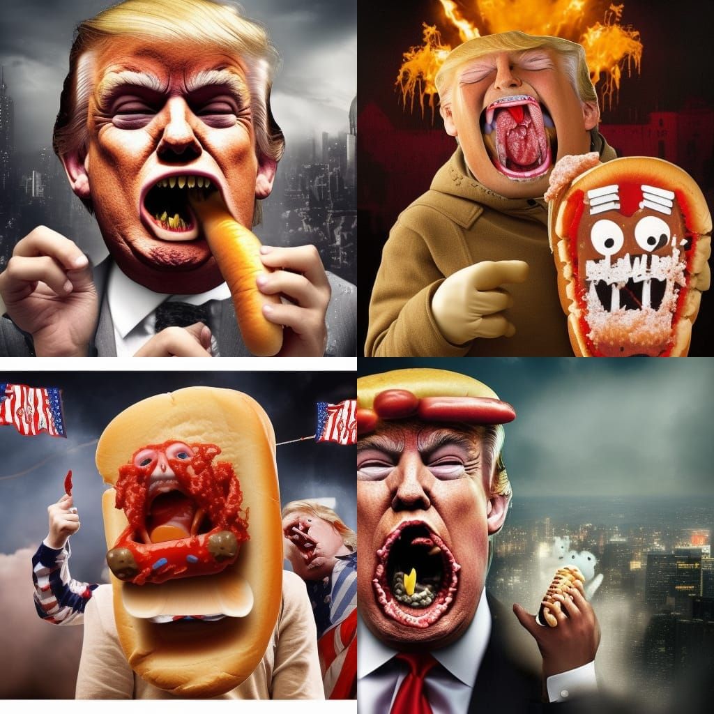Donald Trump Zombie Eats Hot Dog: Digital Matte Painting