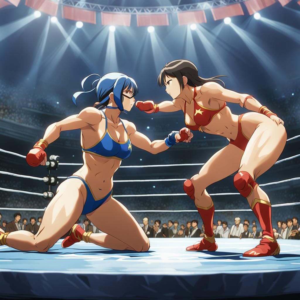 Super Girl Bikini Wrestling Tournament in Anime Style