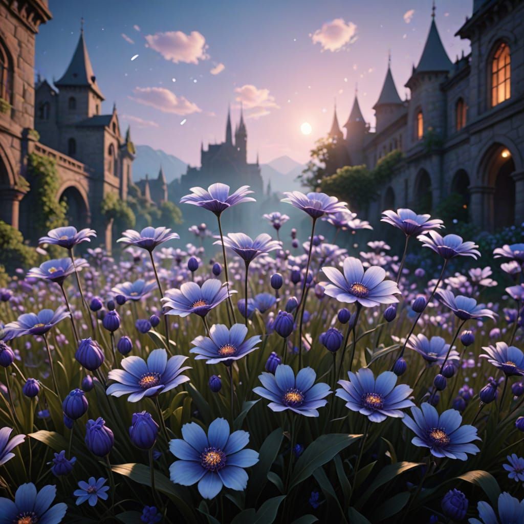 Dreamlike Fantasy Art: Enchanted Noctilucent Blooms