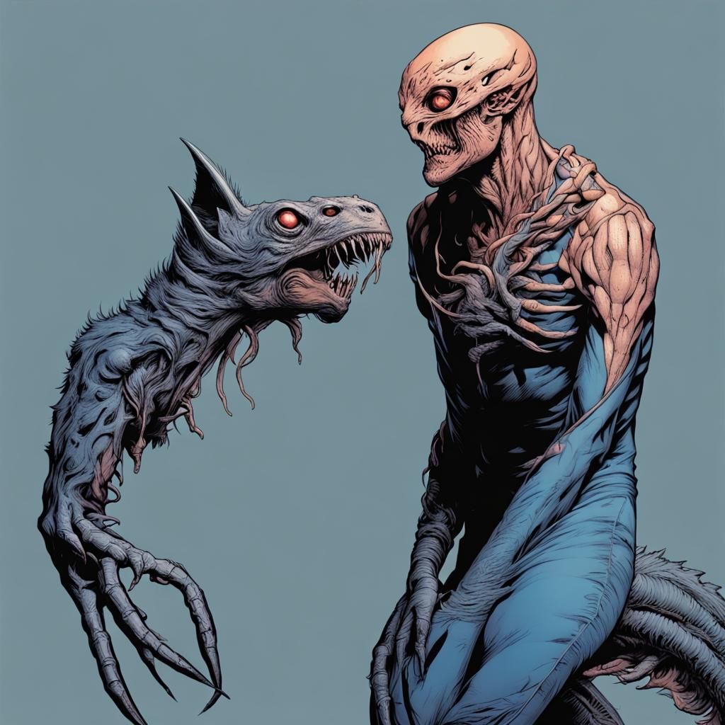 Xenomorph-Inspired Animal Hybrid Creature in Sci-Fi Horror