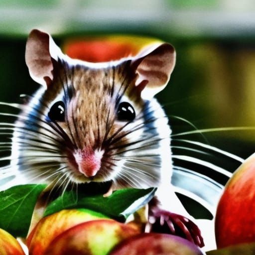 mice eating apples