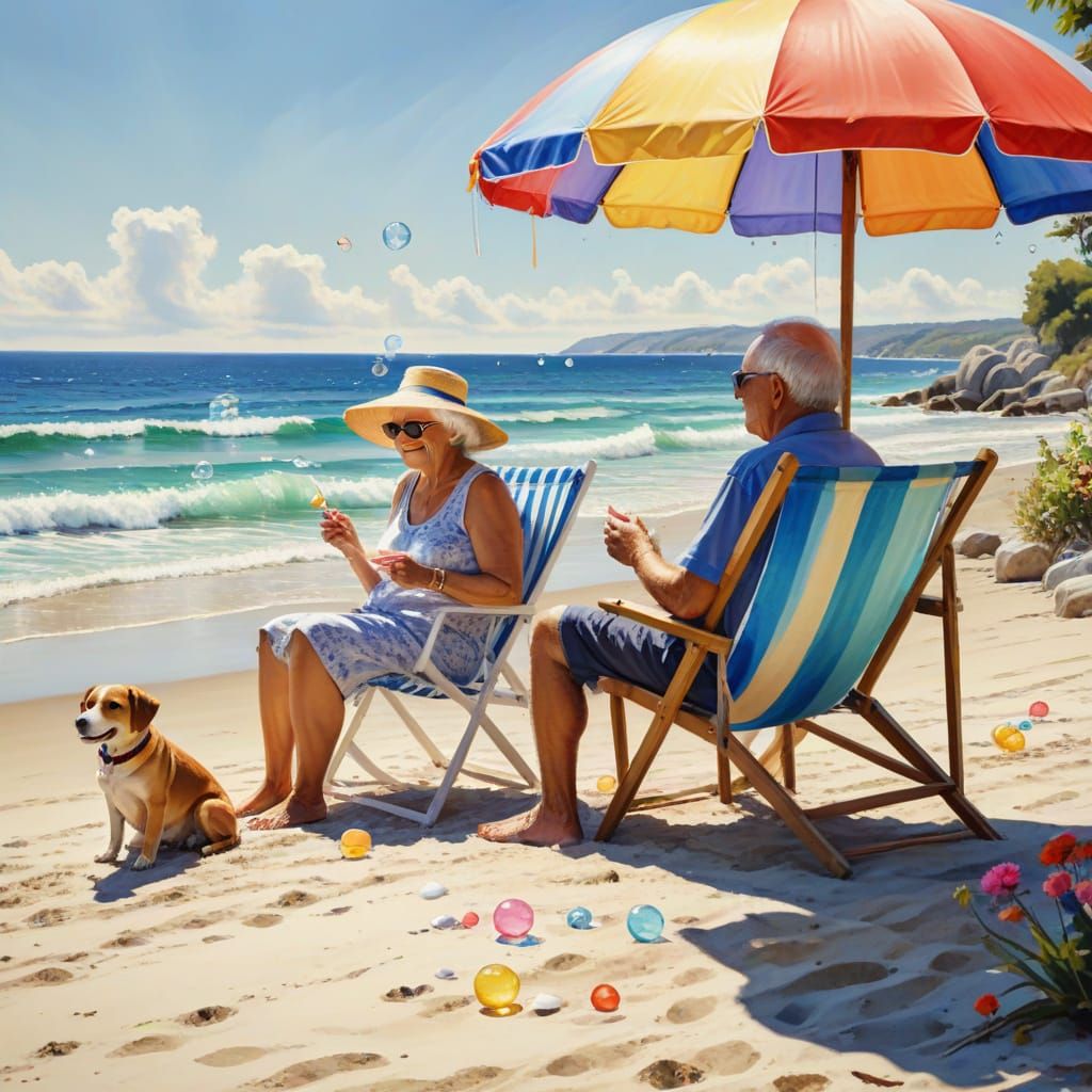 Joyful Summer Beach Scene in Watercolor