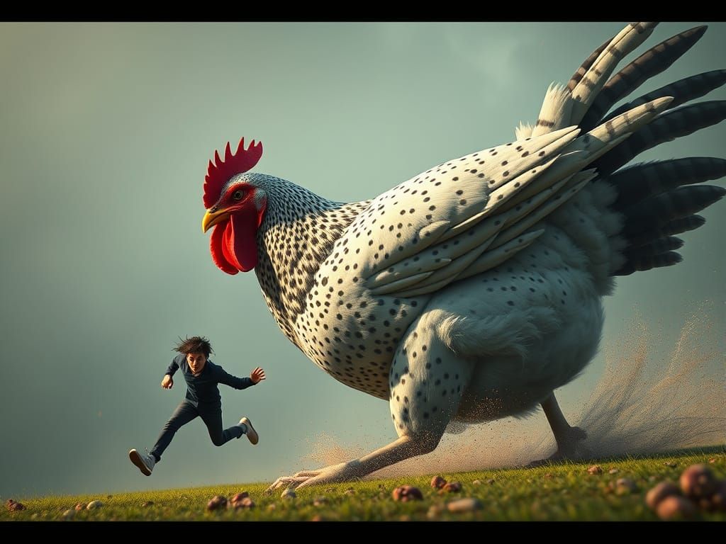 Fantastical Chicken Chase in Intricate Detail