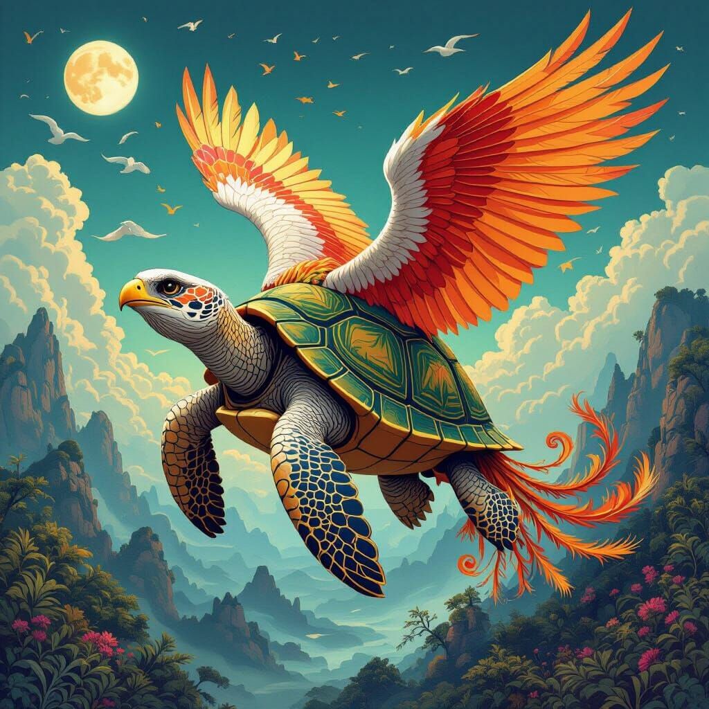 Mythical Hybrid Creature: Turtle, Eagle, Phoenix