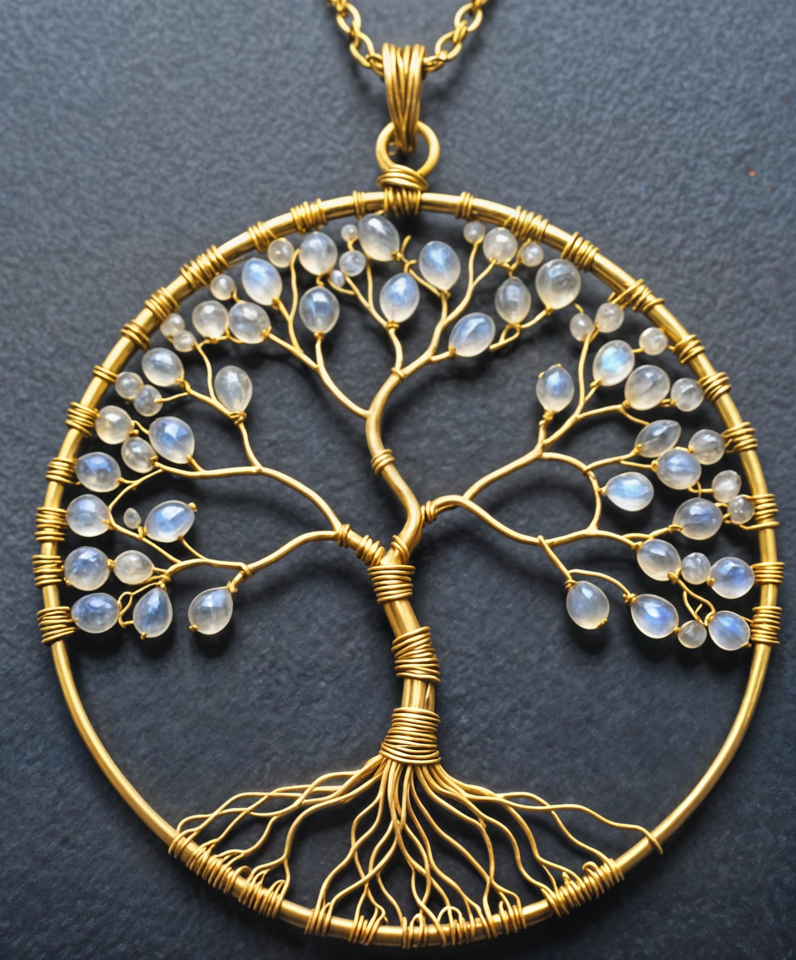Tree of Life Sculpture with Moonstone Briolettes