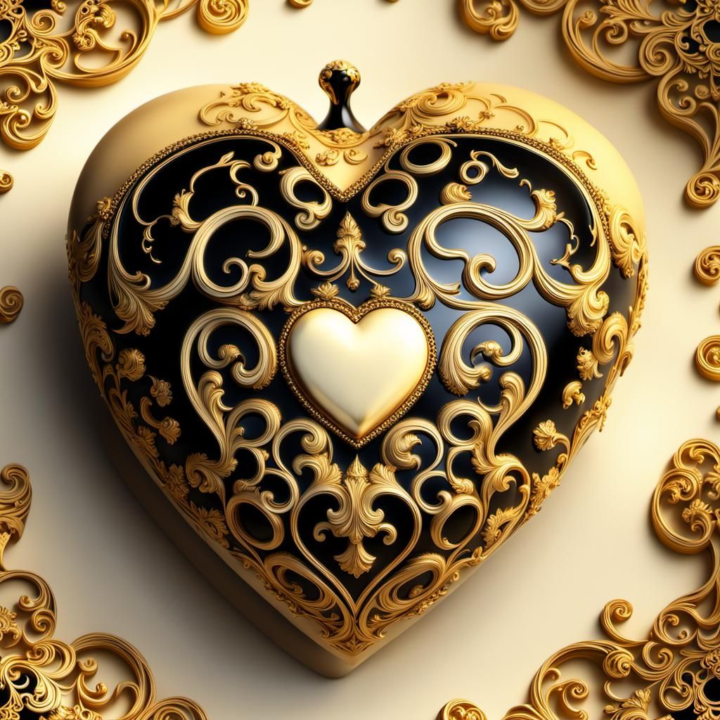 Baroque Still Life: Ornate Fractal Heart