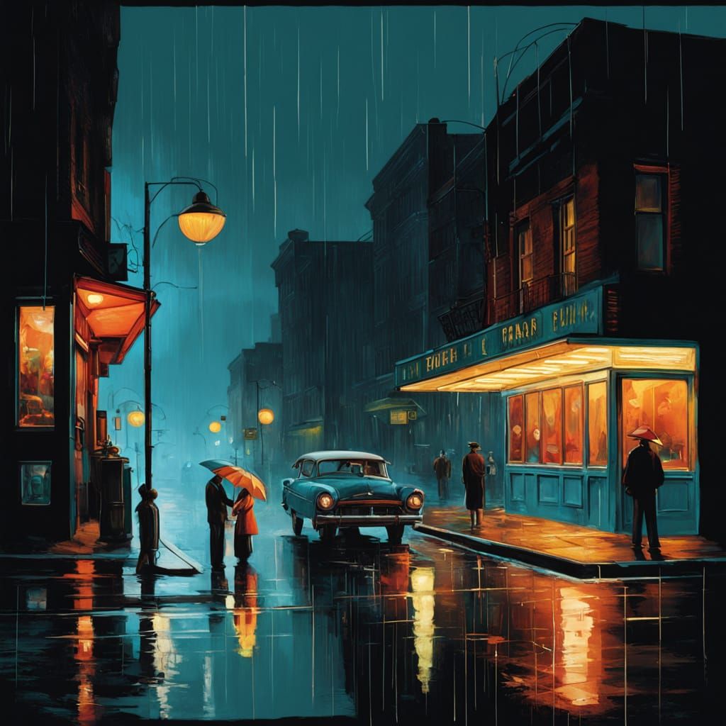 Film Noir Diner Scene with Moody Lighting