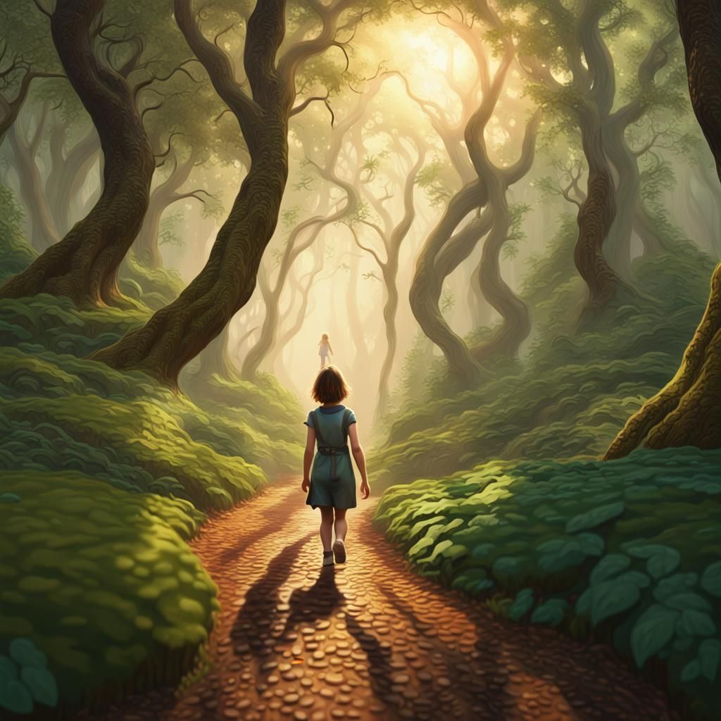 Young Girl in Vibrant Forest: 8K Unity Art