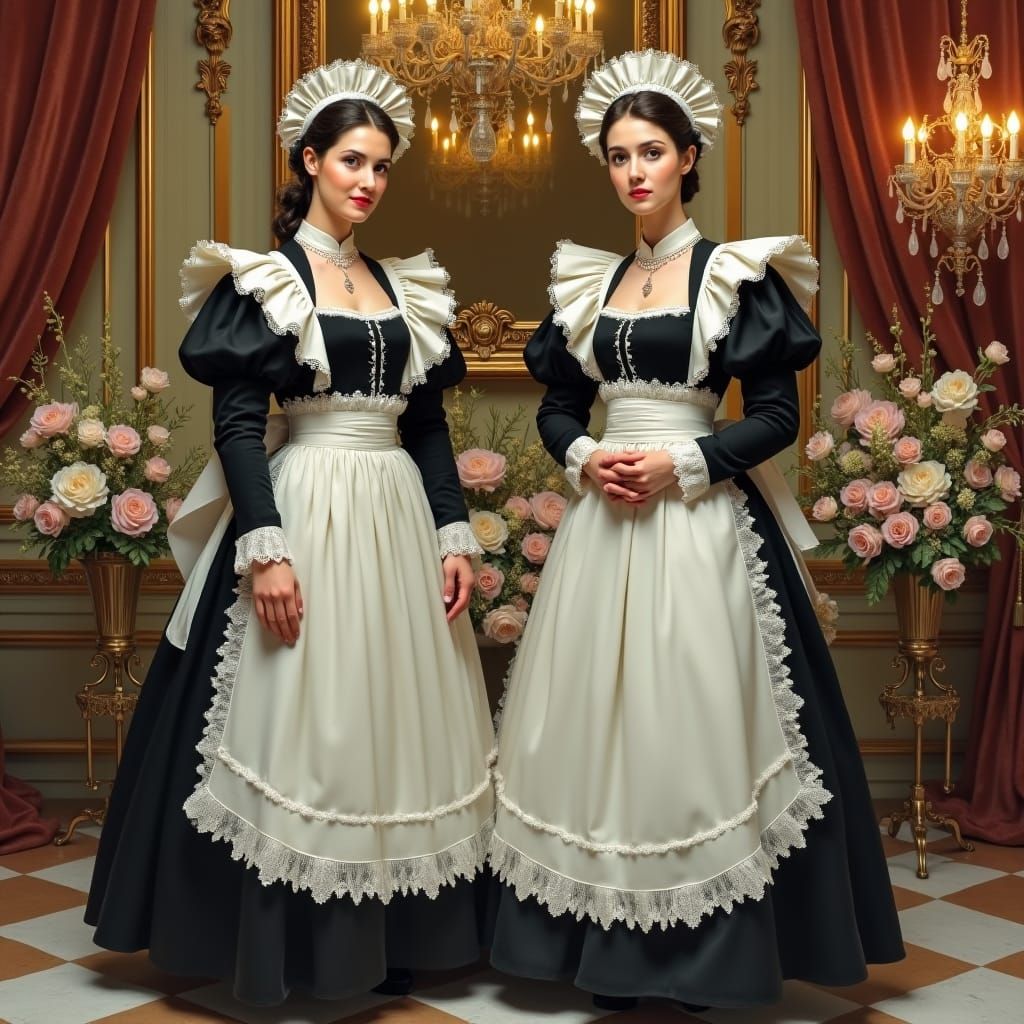 Elegant French Maids in Baroque Setting