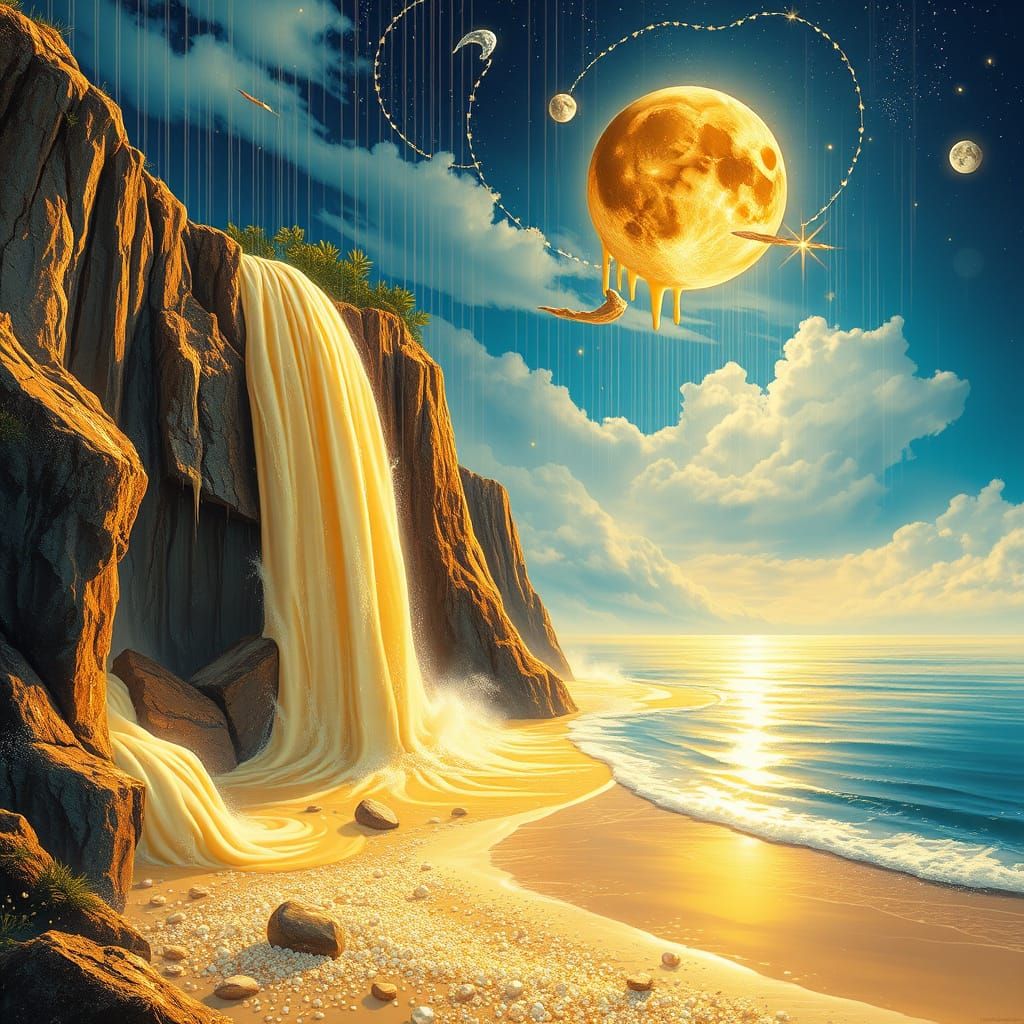 Majestic Waterfall in Vibrant, High-Contrast Style