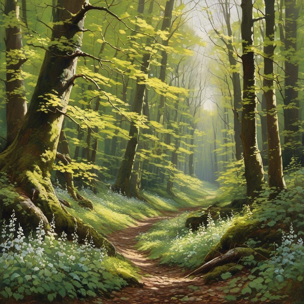 Lush Beech Forest in Springtime