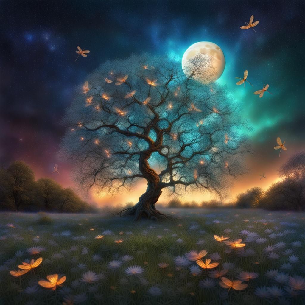 Cosmic Tree of Life in Hyperrealistic Style