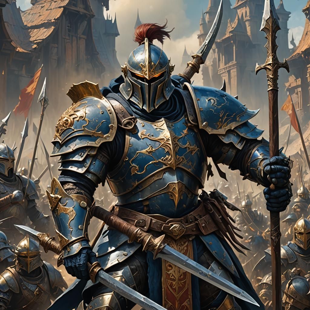 Armored Warrior with Halberd: Fantasy Concept Art