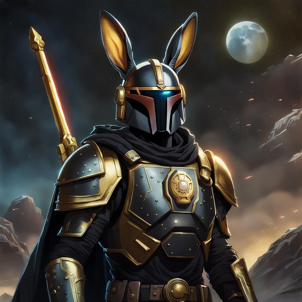 Sci-Fi Rabbit in Armor with Glowing Eyes