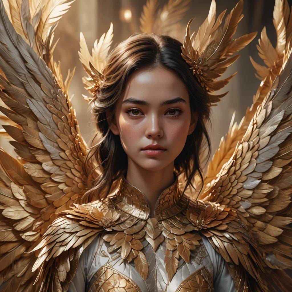 Winged Portrait in Art Nouveau Style