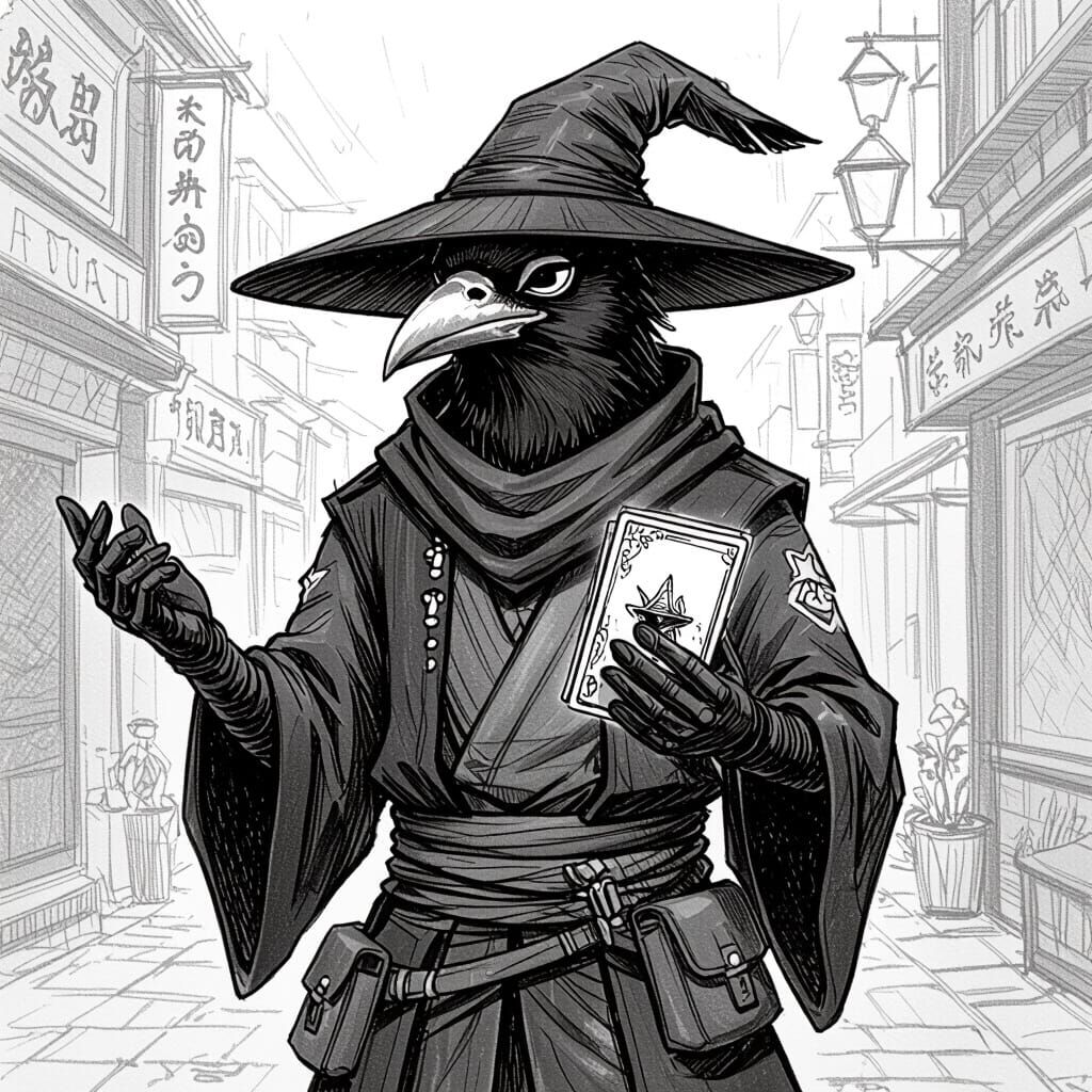 Kenku Tarot Card Hustler Character Concept Sketch