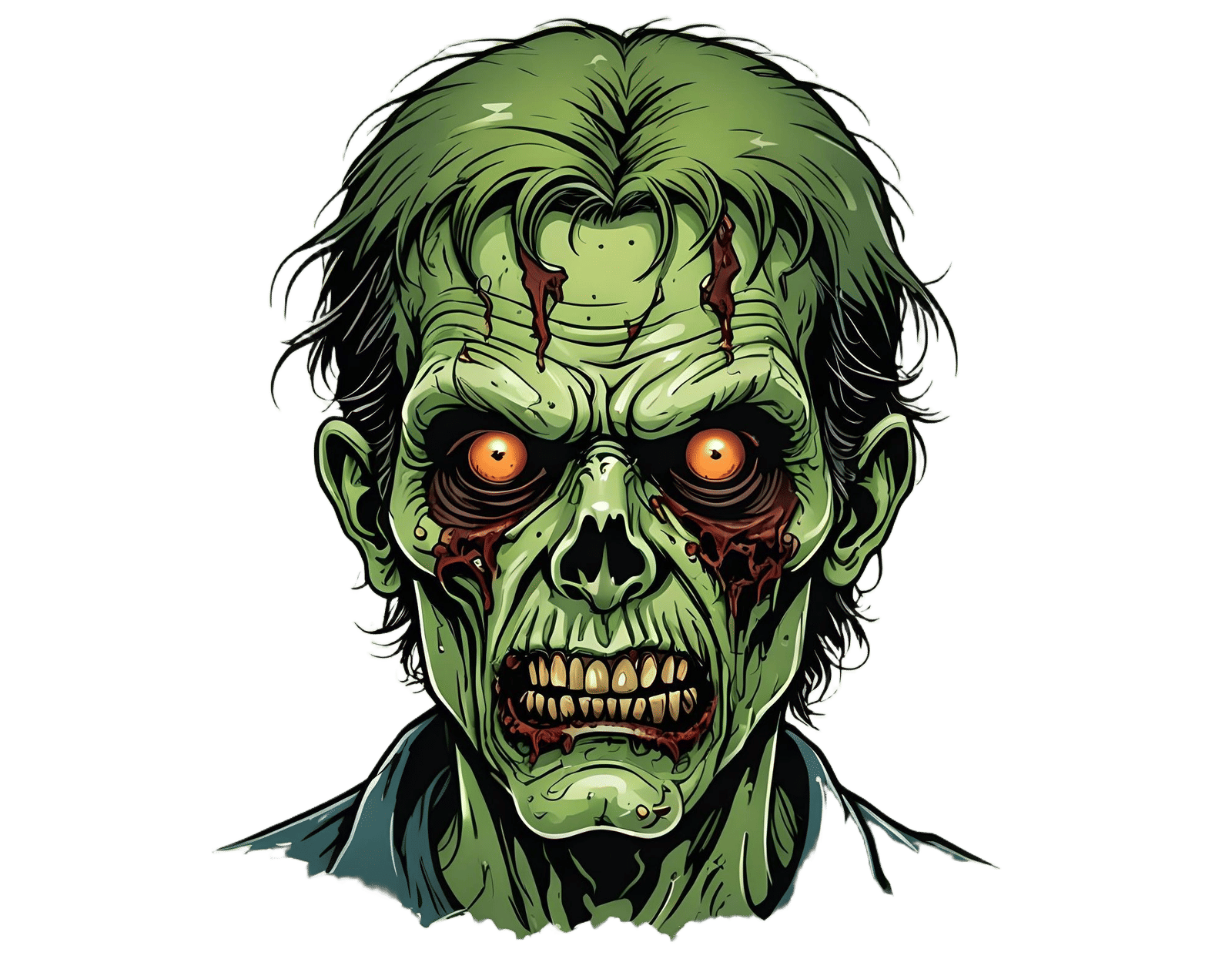 Stylized Zombie Head Vector Illustration