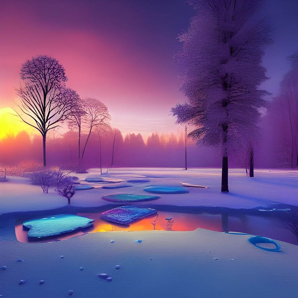Psychedelic Winter Landscape in Digital Art Style