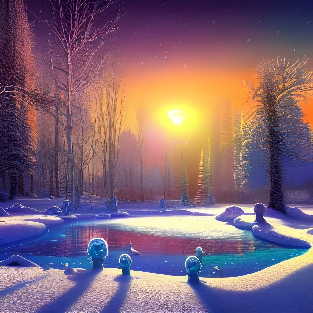 Psychedelic Winter Landscape Digital Art