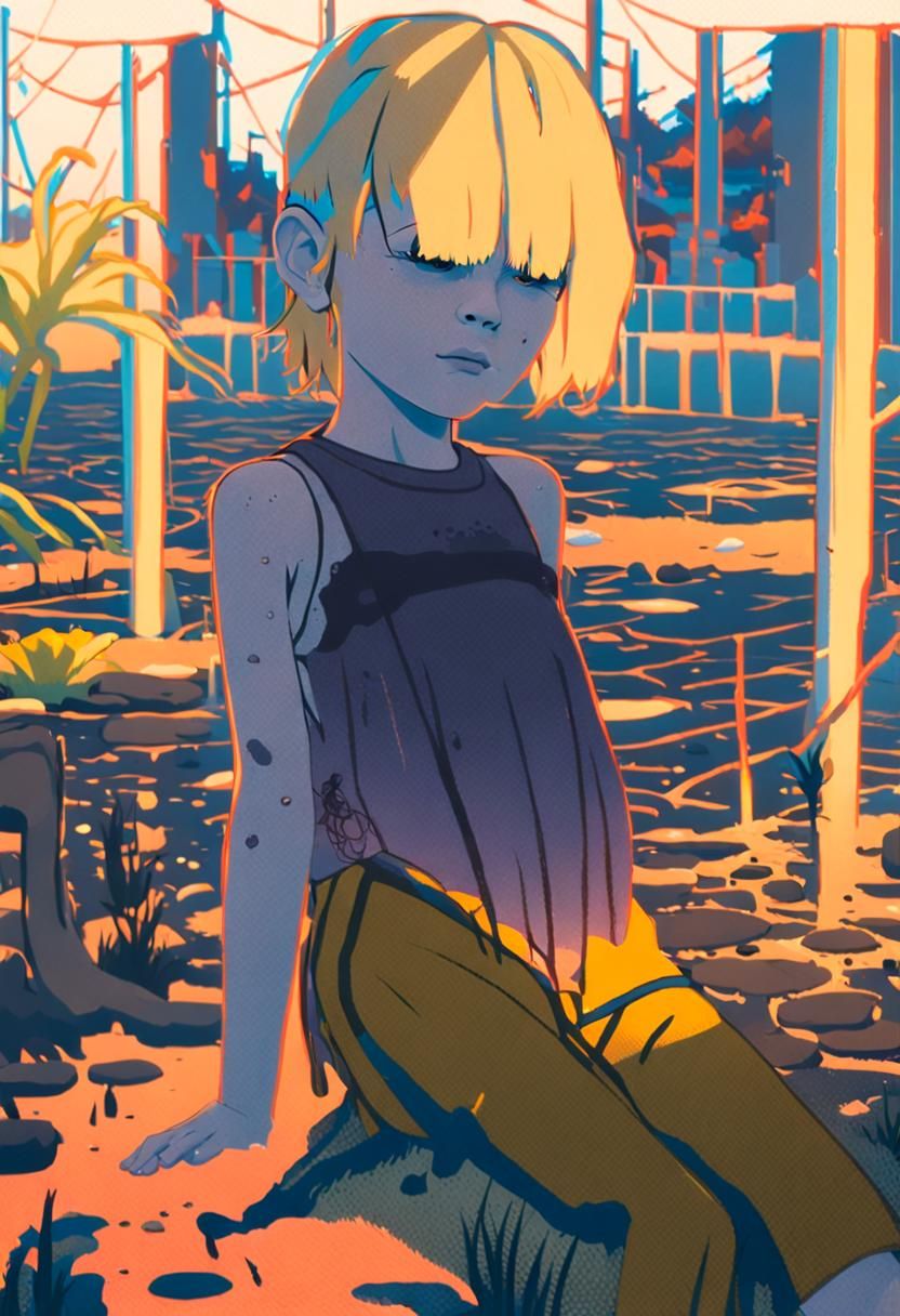 Dystopian Survivor Gazes into Ruined World