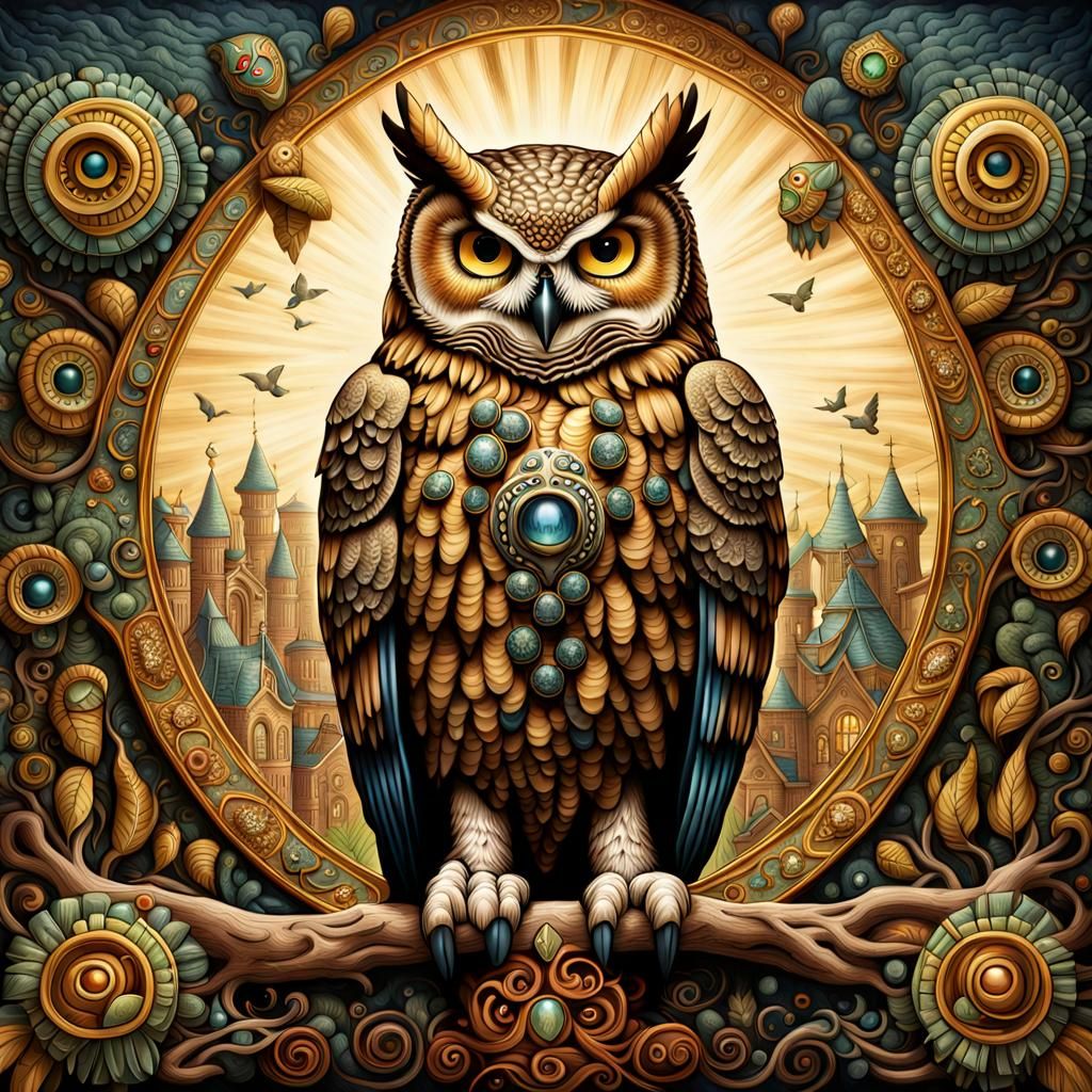 Majestic Great Horned Owl Fantasy Concept Art