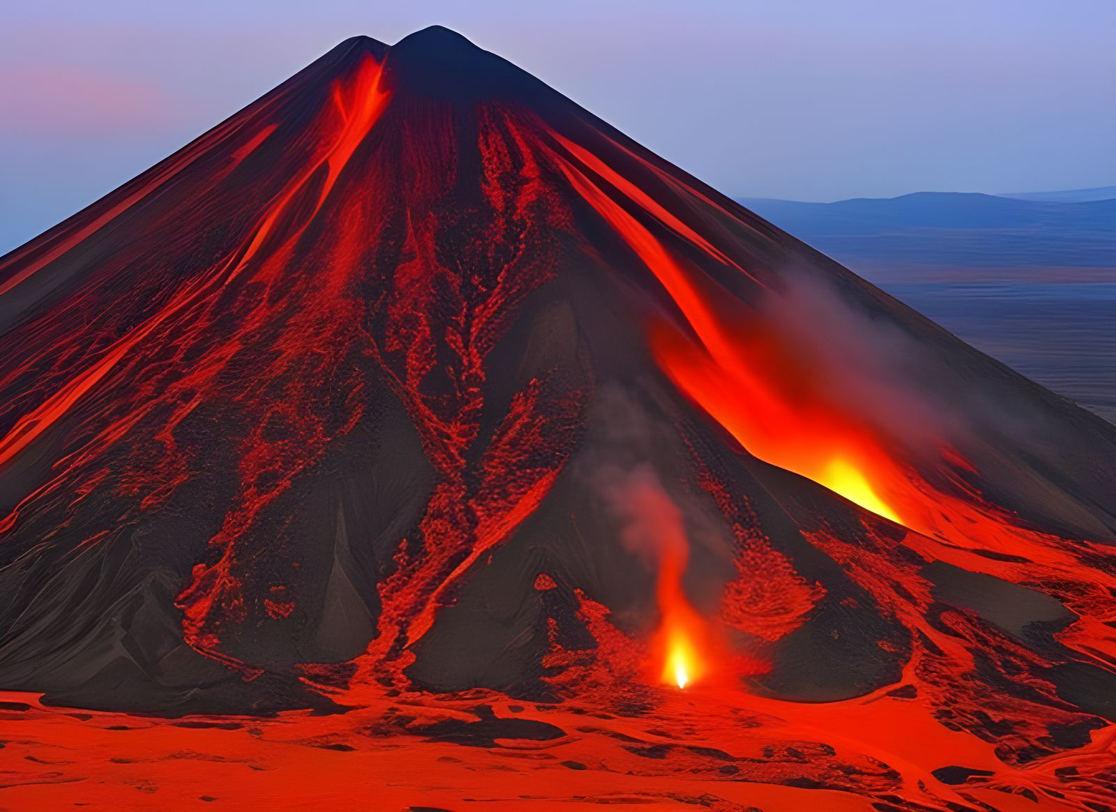 Psychedelic Volcano Eruption in Trippy Colors