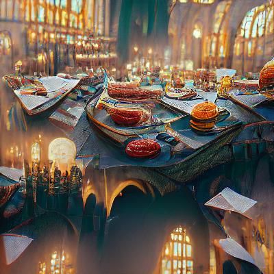 Hogwarts Feast: Detailed Matte Painting in 8k