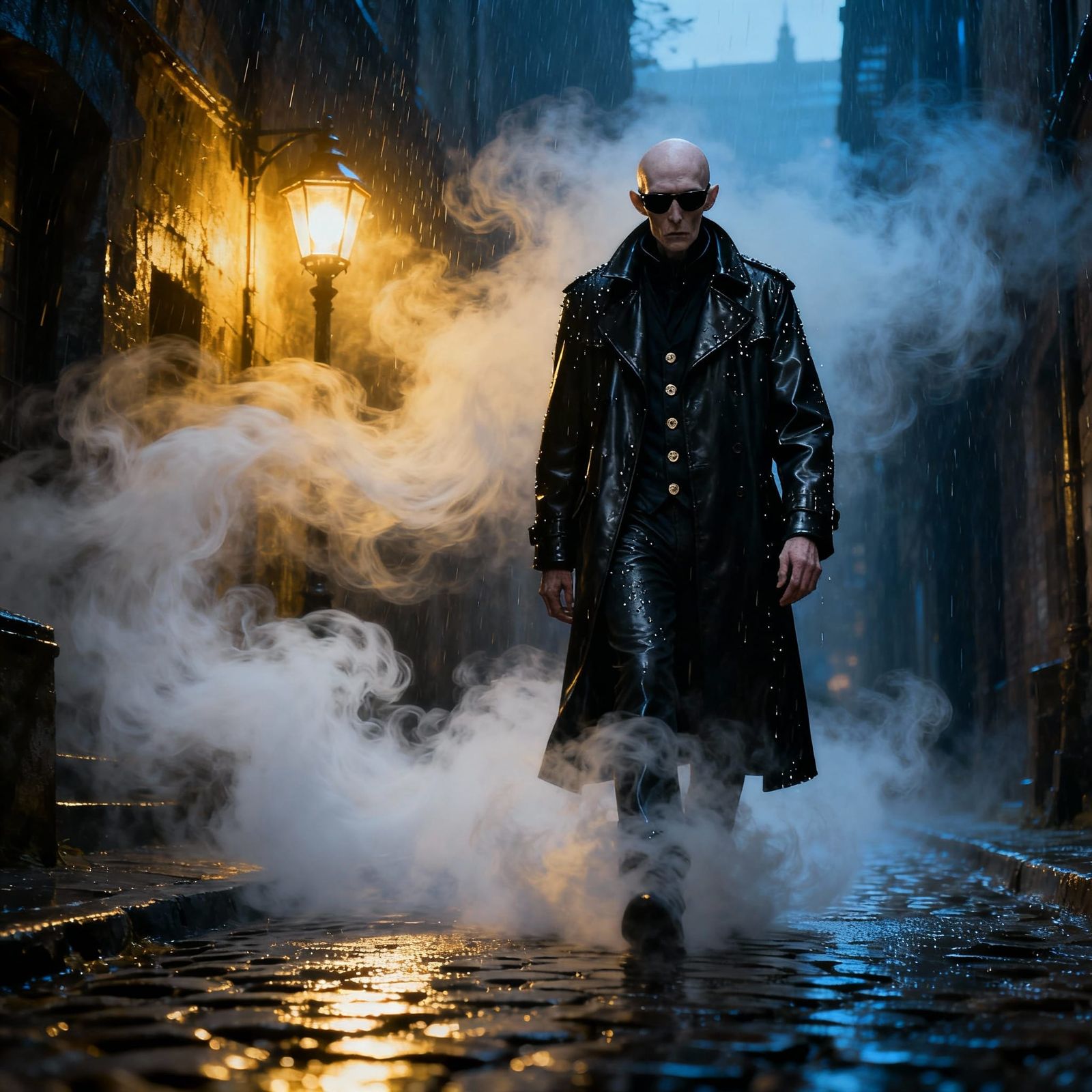 Sinister Man in Foggy Alleyway Digital Painting