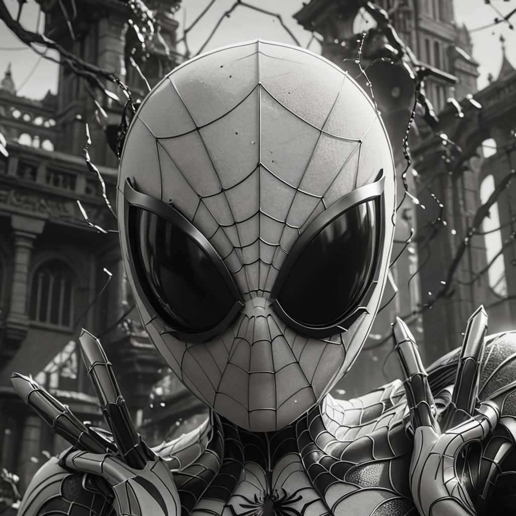 Detailed Black and White Spidersona Concept Art
