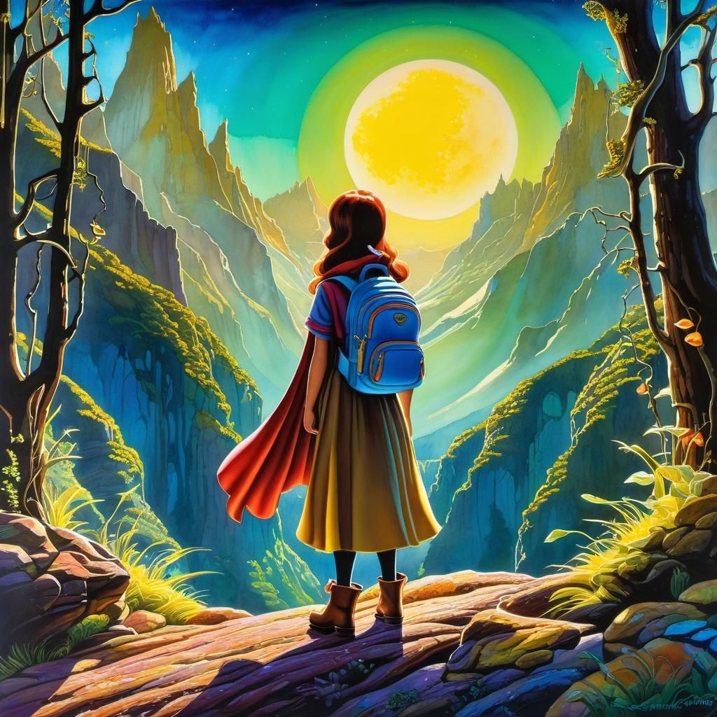 Backlit Cartoon Character in Mixed Media