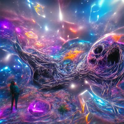 Vibrant Astral Void Holographic Illustration