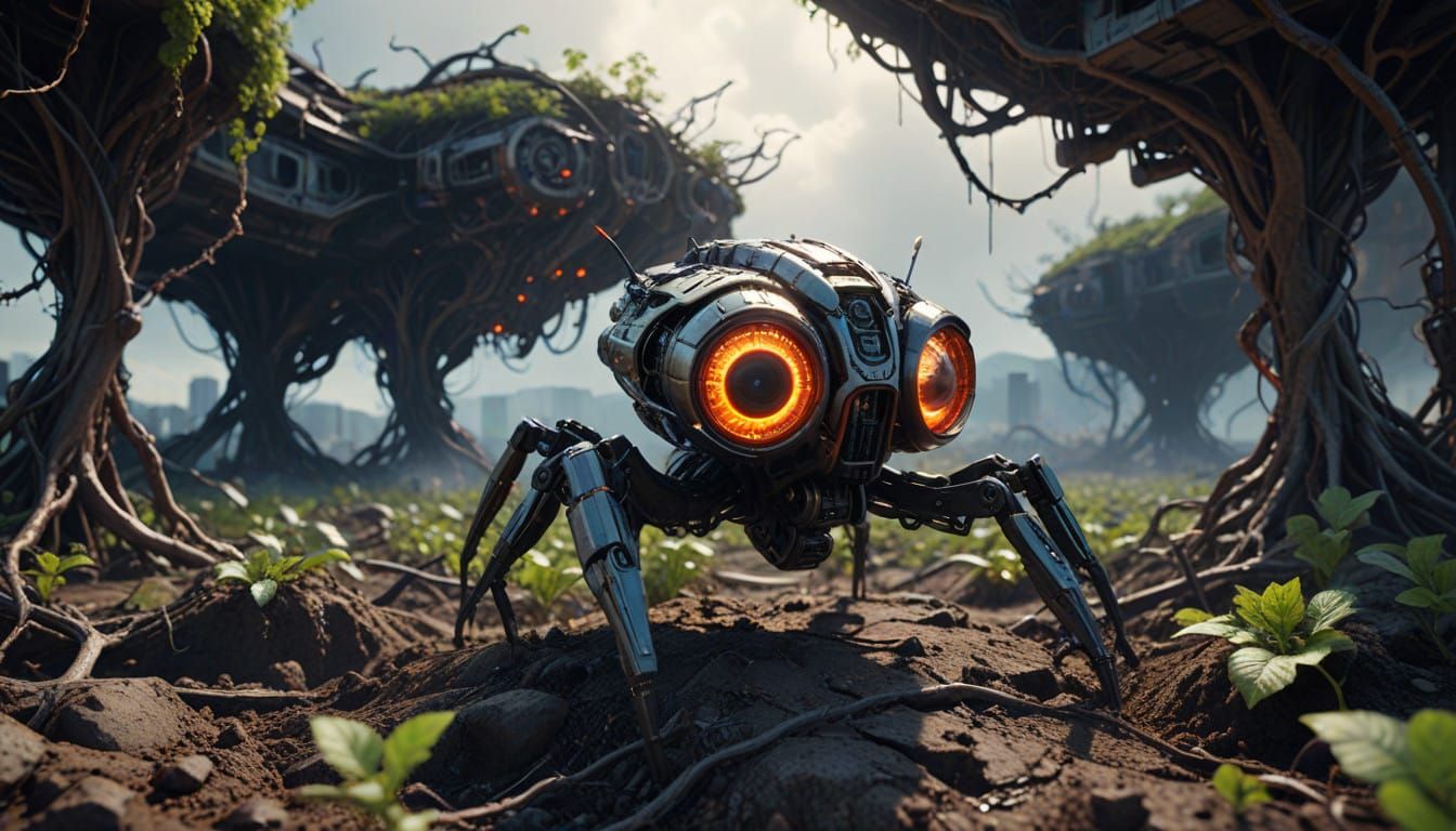 Epic Urban Cyberpunk Landscape with Intricate Mech Details