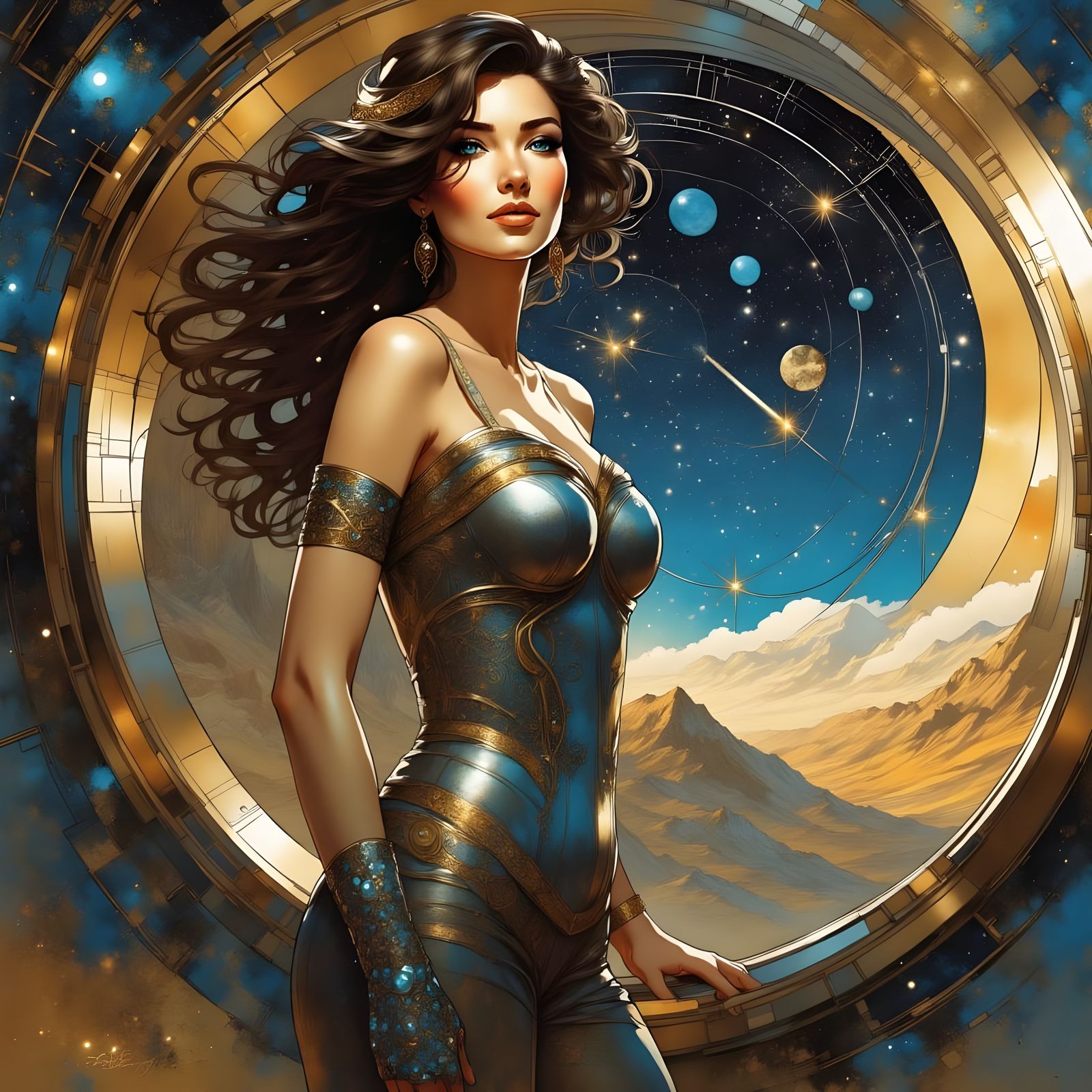 Steampunk Space Goddess in Impressionist Impasto