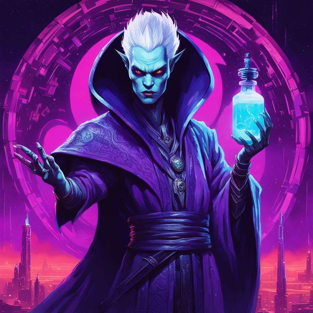 Alien Drow Elf: Cyberpunk Commercial Poster