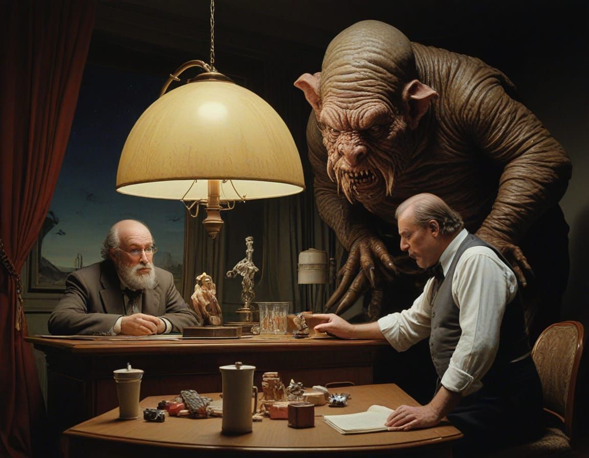 Surrealistic Scene with Tardigrade and Bizarre Composition