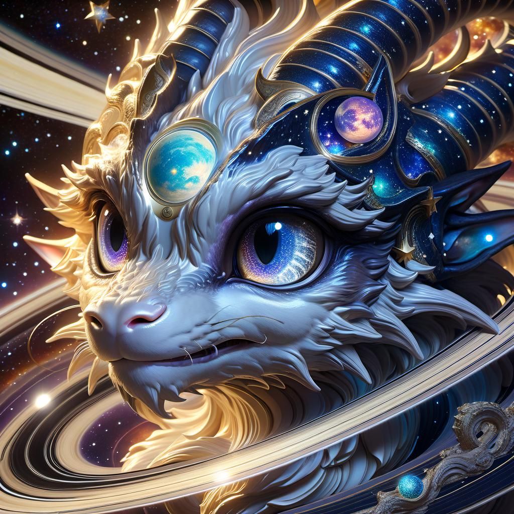 Adorable Saturn Dragon Portrait in Anime Style