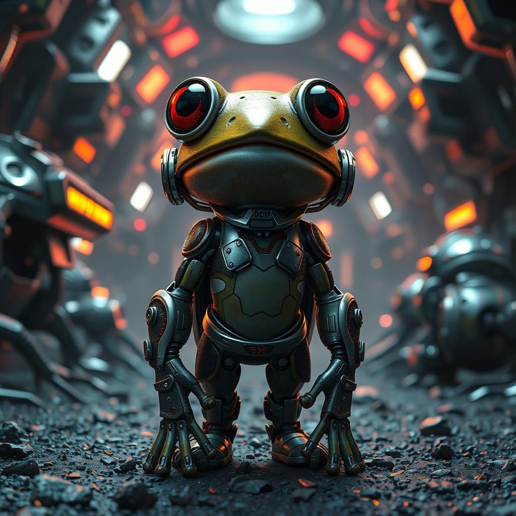 Futuristic Frog Girl in Sci-Fi World: 8K Render