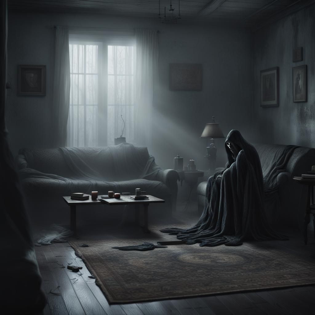 Ethereal Ghost Haunts Modern Living Room