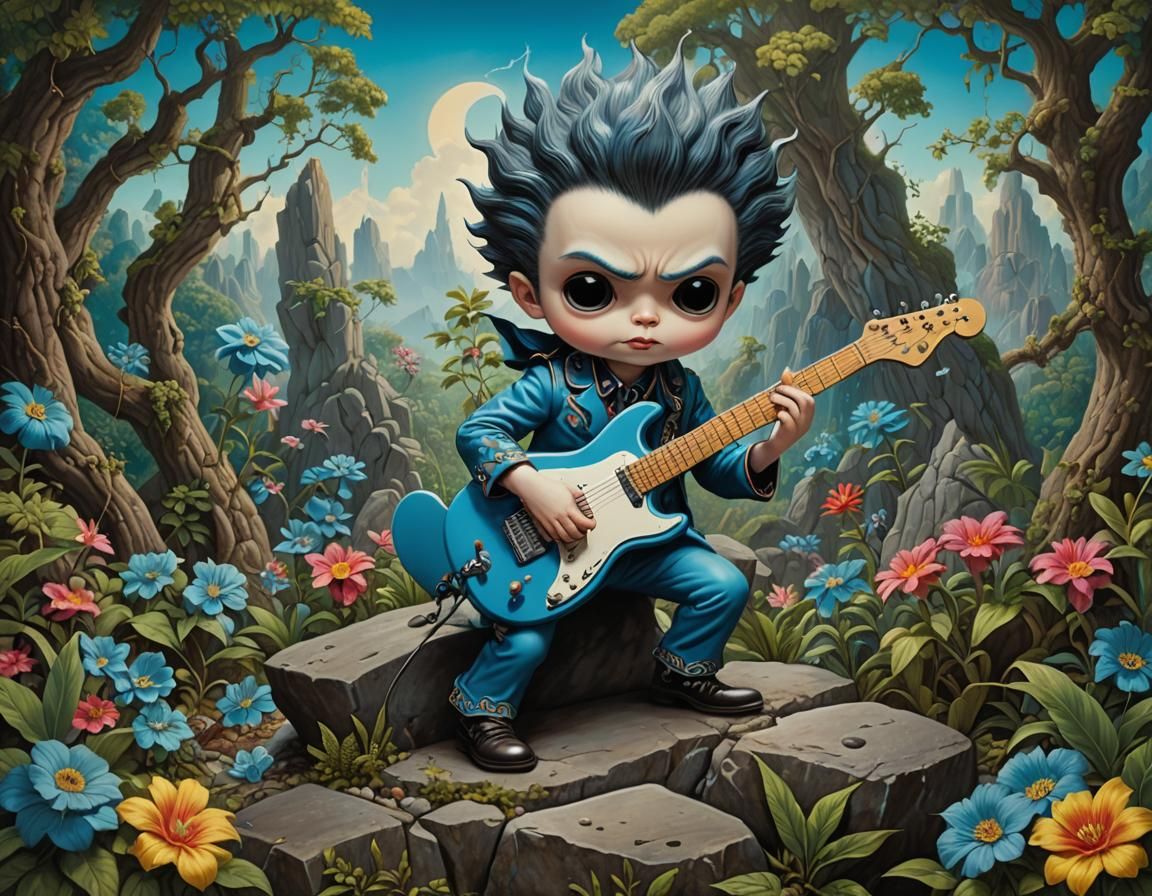 Anthropomorphic Rock Musician in Surreal Pop Art Style