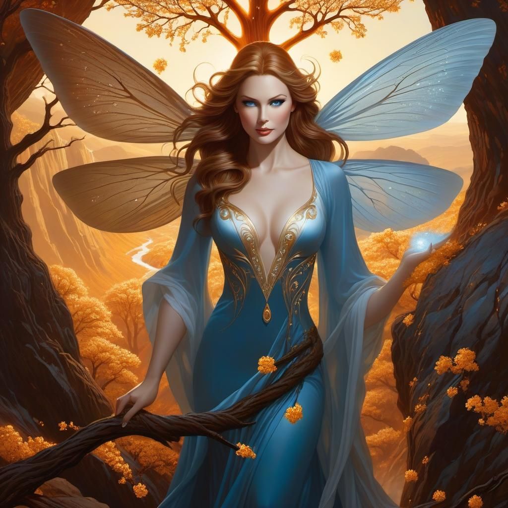 Ethereal Forest with Blue Light and God Rays