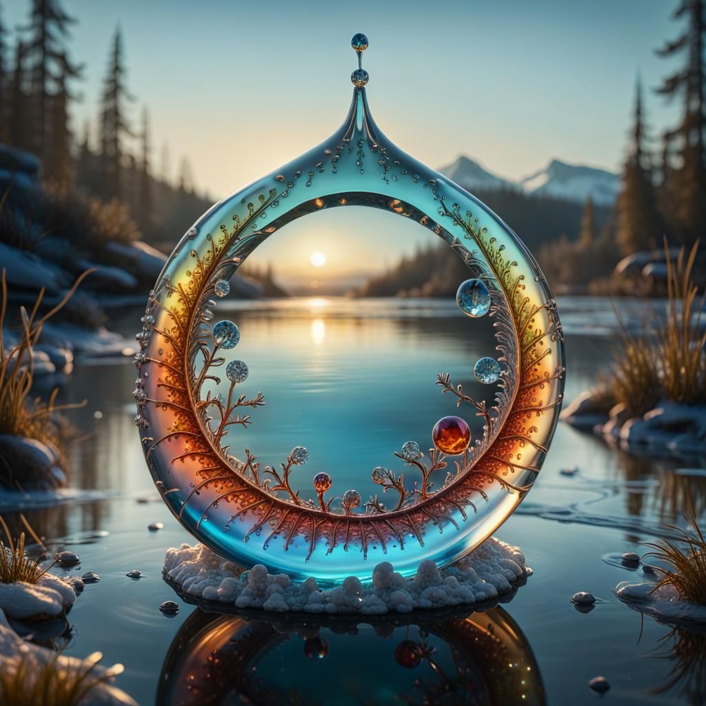 Bioluminescent Water Token in Scandinavian Riverscape