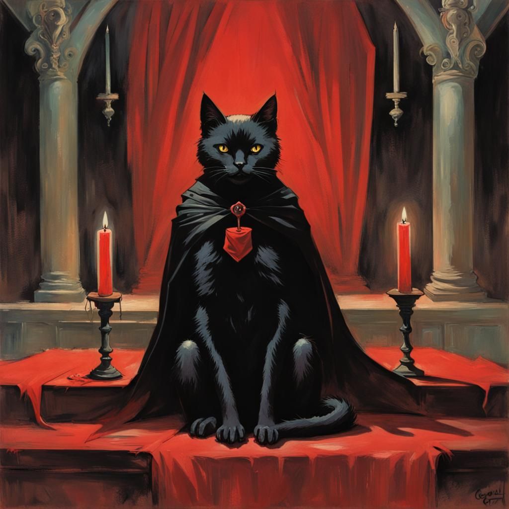 Black Cat in Dracula Cape: A Horror Fantasy