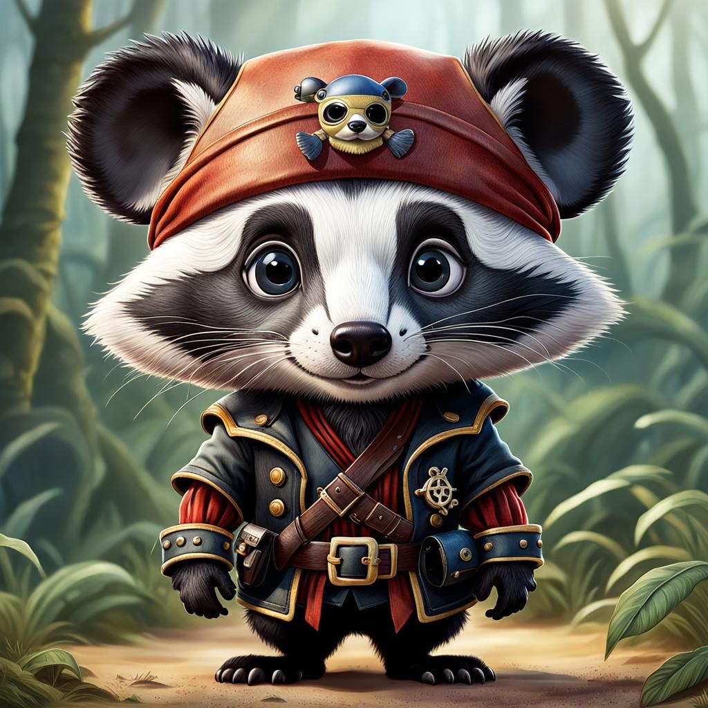 Pixar Style Baby Badger Pirate Caricature
