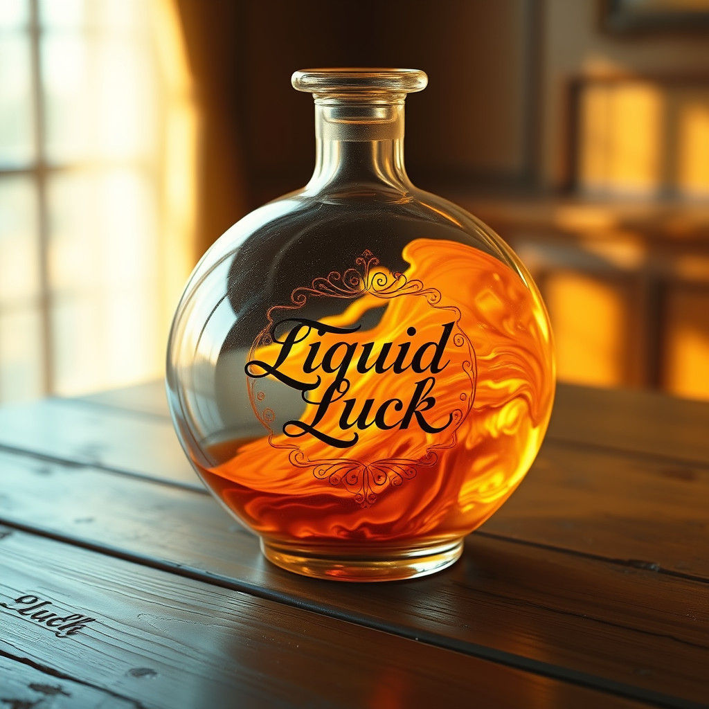 Ornate Liquid Luck Bottle in Digital Art Style
