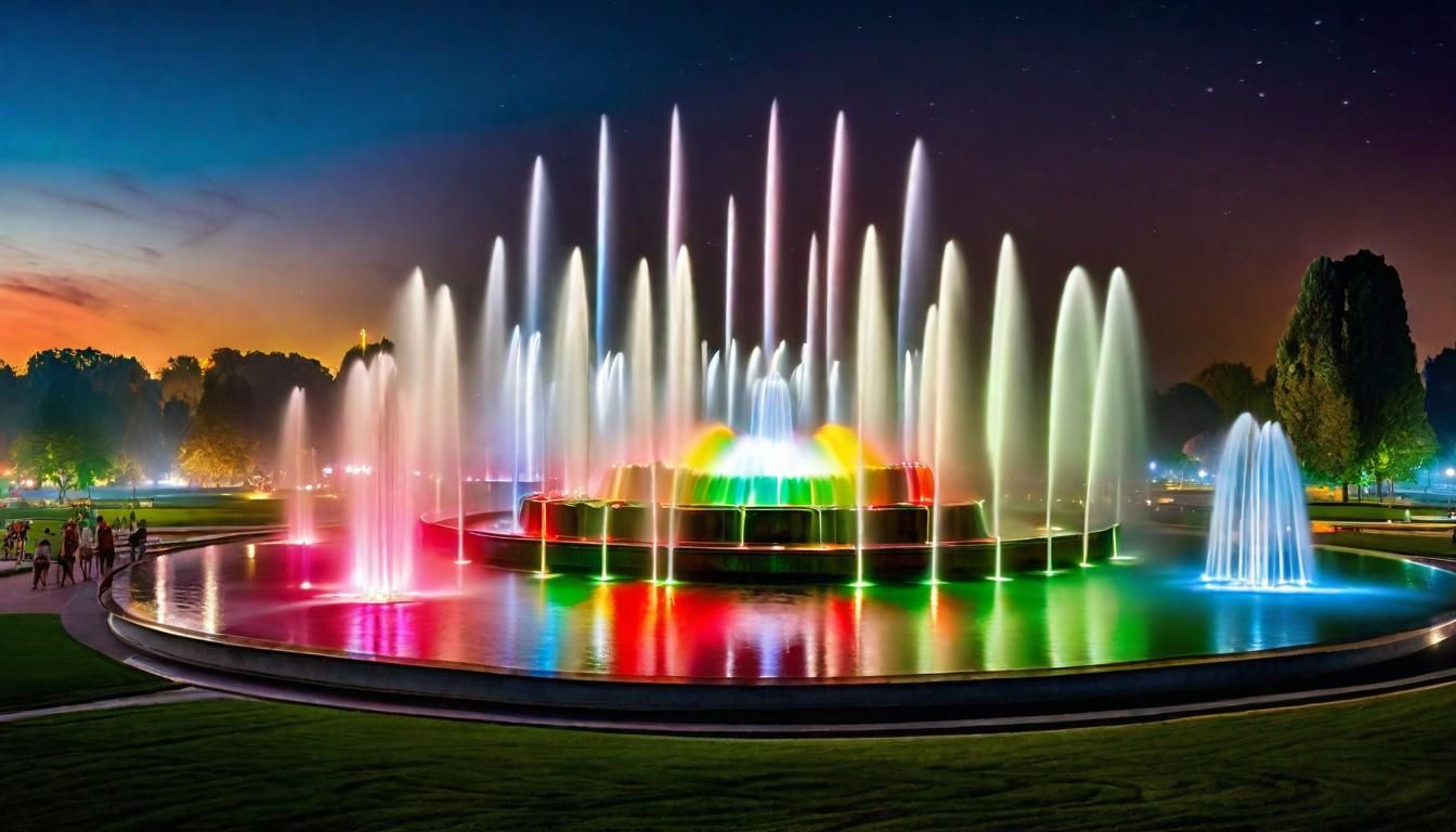 Futuristic Art Deco Fountain Under Milky Way