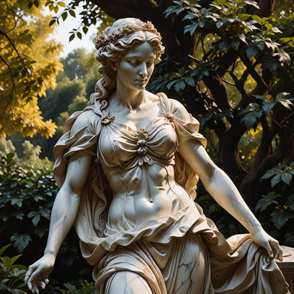 Baroque Oil Painting of Lilith Sculpture in Eden