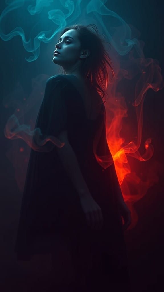 Mysterious Woman in Dark, Mystical Aura