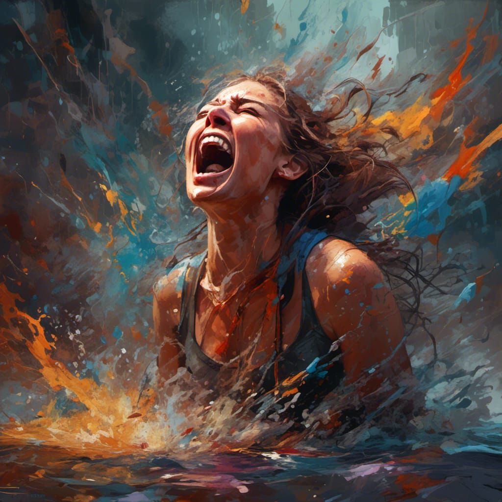 Hyperrealistic Woman Expressing Profound Heartbreak