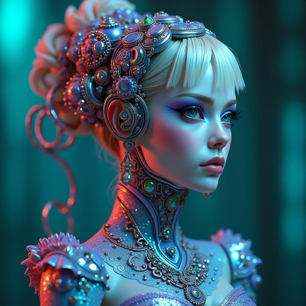 Cyberpunk Woman with Intricate Jewellery in 8K